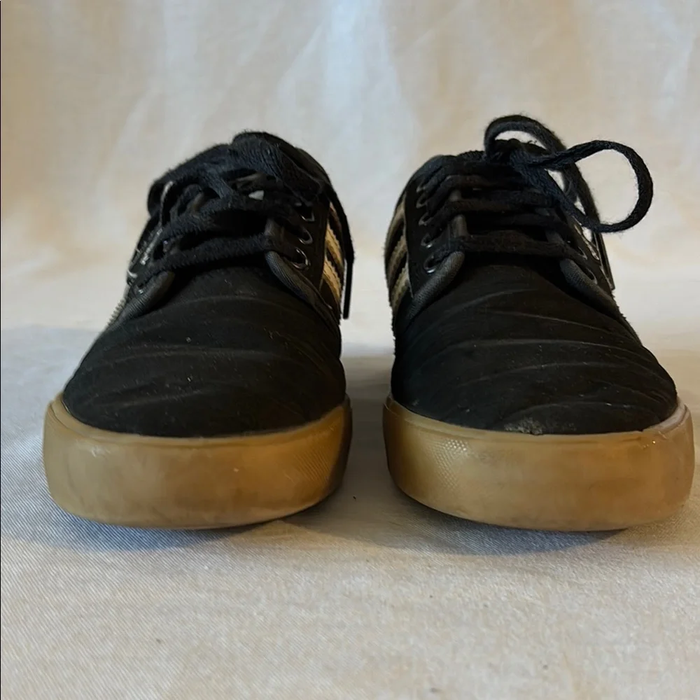 Adidas Black and White Low-Top Sneakers with Signature Stripes SIZE 4